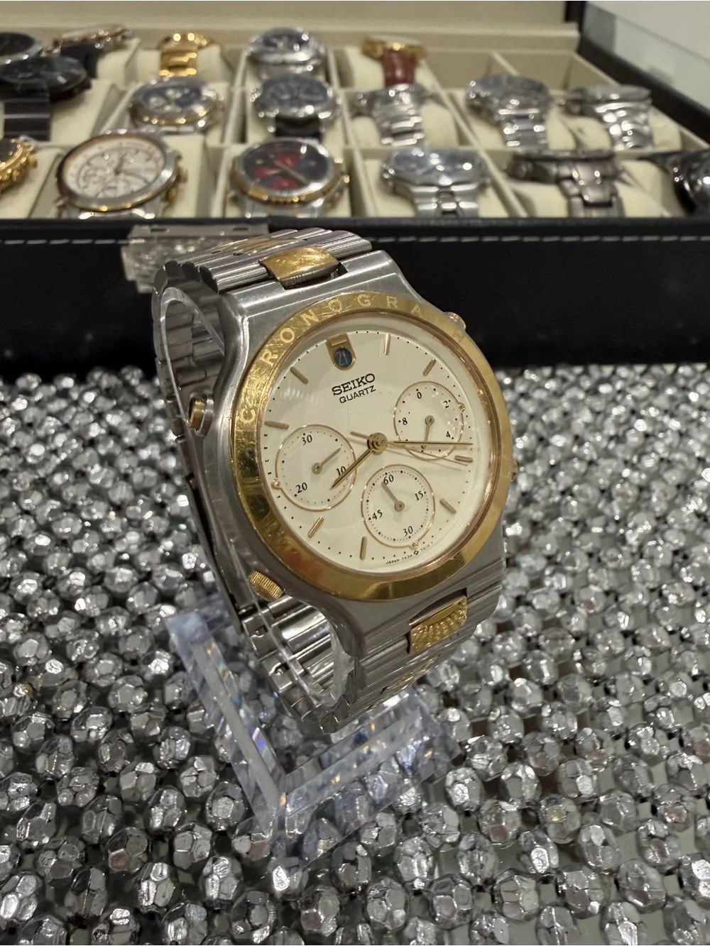 Seiko Two-Tone Gold and Silver Chronograph Quartz Watch